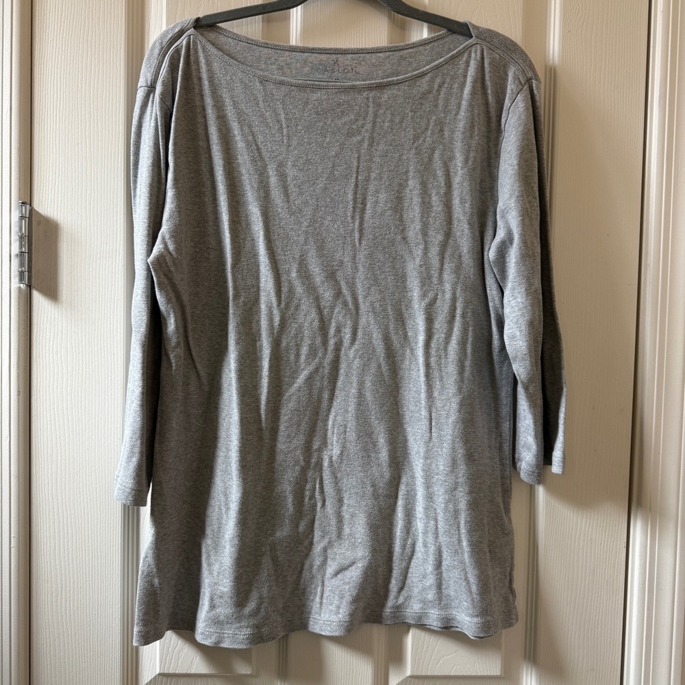 Caslon | Heather Gray | Scoop Neck | Long Sleeve Top | Size XXL